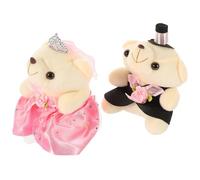 SUPVOX Wedding Bear Plush Dolls 1 Pair Pink Crowned Stuffed Bear Valentine’s Day Decor Romantic Desktop Ornament