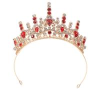 SUPVOX Wedding Crown for Bride Red Rhinestone Tiara, Women Queen Headband Bridal Headpiece for Wedding, Prom, Birthday, and Quinceanera Accessories