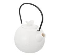 SUPVOX White Ceramic Teapot Japanese Style Household Decorative Tea Pot for Tea Shop Serving with Butterfly Flower Relief Design