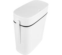 SUPVOX White Toilet Brush with Covered Narrow Garbage Bin, Space-saving Home Bathroom Waste Container, Multi-function Trash Can for Small Spaces