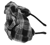 SUPVOX Wide Black Hat Style Headband with Oversized Bow, Vintage Plaid Half Hat Hair Accessory for Women, Decorative Headband for Wedding and Cosplay