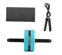 SUPVOX Wider Wheel Roller Wheel with Non Slip Handles and Knee Pad Mat for Women Fitness Equipment for Core Strengthening and Home Gym Exercise Includes Jump Rope in Blue and Black
