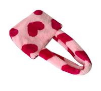 SUPVOX Women’s Plush Heart Shoulder Bag Pink Single-shoulder Winter Handbag Outdoor Phone Storage Crossbody Pouch for Ladies