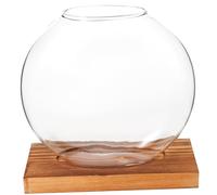 SUPVOX Wood Base Hydroponics Bottle Glass Vase Desktop Ornament for Plant Propagation Station for Living Tabletop Decor