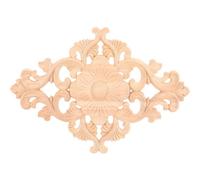 SUPVOX Wood Carved Applique - Wooden Onlay Applique Shaped Unpainted European Style Carved Decal for Door Furniture Decoration