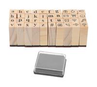 SUPVOX Wooden Alphabet Stamp Set for Sturdy Quick Application with Ink Pad and Storage Box for Envelope Decoration and Art Projects, for Scrapbook Crafting and DIY Card Making
