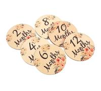 SUPVOX Wooden Baby Milestone Cards 6pcs Dual-Sided Floral Milestone Discs for Baby Decorations