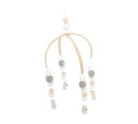 SUPVOX Wooden Beads Mobile for Crib with Wool Balls and Nordic Wind Chime Decor Lightweight Sturdy Hanging Nursery for Newborn Motor Skill Development and Decoration