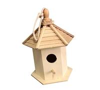 SUPVOX Wooden Bird House Pendant Unique Hanging Bird Nest for Garden Decor Idyllic Outdoor Ornament for Nesting and Feeding