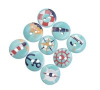 SUPVOX Wooden Buttons: 15mm 2 Hole Printed Buttons, 50pcs for Sewing