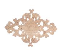 SUPVOX Wooden Carved Onlay Applique Shaped Unpainted Door Applique Vintage European Style Carved Decal for Furniture Decoration 21 * 11 * 0.8cm