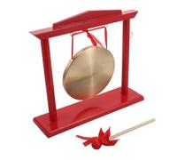 SUPVOX Wooden Desktop Gong with Copper Beater and Stable Stand Chinese Mini Table Gong for Grand Opening Feng Shui Home Decor Portable Traditional Percussion Instrument