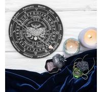 SUPVOX Wooden Divination Board with Black Size 10 Plate and Pink Gemstone Pendant, Wiccan Altar Divination Accessory Set for Pendulum Scrying and Home Decoration
