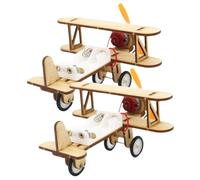 SUPVOX Wooden Diy Electric Model Airplane Kit for Kids, 2pcs Educational Science Building Toy Set, Handmade Construction Project for Boys and Girls Random Color