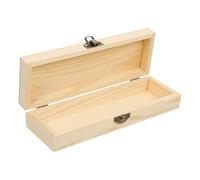 SUPVOX Wooden DIY Oblong Pen Storage Box Practical Stationery Case Organizer for School and Office with Single Compartment