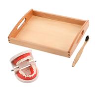 SUPVOX Wooden Educational Tooth Brushing for Montessori Intelligence Early Learning Kit for Teaching Teeth Cleaning and Brushing Skills Random Color