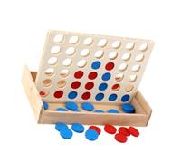 SUPVOX Wooden Four Row Game Brain Teaser for Adults Interactive Board Game Educational Logic Puzzle for Family Fun Wood Color