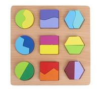 SUPVOX Wooden Geometric Shape Puzzles for Toddlers - Montessori Educational Math Toys for 1 2 3 Year Old Boys and Girls - Early Learning Shape Sorter Panel Jigsaw - 4 Pcs