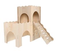 SUPVOX Wooden Hamster Hideout House Guinea Pig Hideout Castle Villa Climbing Ladder Scratch-resistant