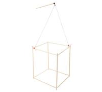 SUPVOX Wooden Lantern Frame DIY Kits Unfinished Lantern Material for Crafting Projects 12.18x10.22x10.22in Lightweight Design Easy Installation Beige Wood and Plastic