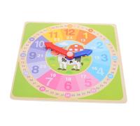 SUPVOX Wooden Learning Clock for Cognitive Teaching Aid Safe Educational Recognition Tool for Early Math and Shape Development