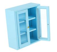 SUPVOX Wooden Miniature Kitchen Cabinet Model Tiny House Dollhouse Furniture Ornament Blue Wall Mounted Design for Creative Decoration for Mini Craft Enthusiasts