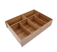 SUPVOX Wooden Multi-Grid Cash Holding Box for Coins and Banknotes, Walnut 6-Compartment Drawer Organizer, Supermarket Change Storage Box for Desktop Money Handling