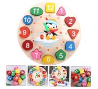 SUPVOX Wooden Penguin Cartoon Clock for Ages Educational Shape Puzzle with Numbers Early Learning Teaching
