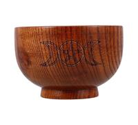 SUPVOX Wooden Pentagram Moon Altar Decor Candle Holder Bowl Ritual Stand for Home Incense Smudge Container with Triple Goddess Design