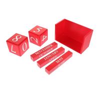 SUPVOX Wooden Perpetual Desk Calendar Cube Crimson Decorative Standing Calendar for Office Accessory and Home Supply Reusable Table for Daily Use