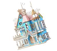 SUPVOX Wooden Stereoscopic Puzzle Model Kit Hand-assembled Creative Brain Teaser for Adults Fine Craftsmanship Dreamy Cottage Architecture Building