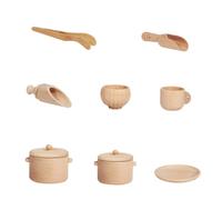 SUPVOX Wooden Tableware Set for Smooth Polished Simulation Kitchen Playset Interactive Pretend Cooking Utensils to Develop Fine Motor Skills and Real-life Abilities