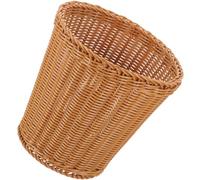 SUPVOX Woven Desktop Trash Can Imitation Rattan Waste Basket without Lid Brown round Multi-function Sundries Organizer for Home Office