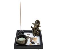 SUPVOX Zen Sand Table Decorative Sandbox Set, Japanese Style Mini Zen Garden 12.5x12.5x3cm, Vintage Desk Ornament for Home and Office Meditation Relaxation