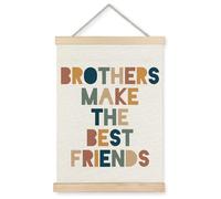 Supwhd Boys Room Decor, Nursery Wall Decor, Brothers Make The Best Friends Wall Art Poster Hanger Frame for Nursery Toddler Baby Little Boys Bedroom Playroom Game Room, 12x16 Inches