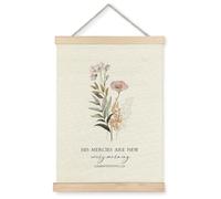 Supwhd Christian Wall Art Decor for Bedroom Living Room Office, His Mercies are New Every Morning Scripture Wall Art Framed 12x16, Christian Gifts for Women
