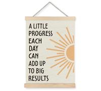 Supwhd Inspirational Add Up to Big Results Poster Hanger Frame, Positive Affirmations Wall Decor with Wooden Frames,Motivational Quotes Wall Hanging Banner Decor for Home Office Classroom, 12x16