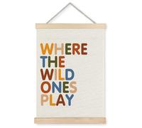 Supwhd Playroom Wall Decor, Where the Wild Ones Play Poster Hanger Frame, Boho Playroom Decor for Kids, Play Room Wall Art, Kids Room Decor, Nursery Wall Decor, Kids Wall Decor, 12x16 Inches