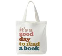Supwhd Reading Tote Bag, Book Tote Bag, Reading Book Bags for Women, It's a Good Day to Read a Book Canvas Tote Bags for Women, Book Lovers Readers Bookworm Book Nerd Gifts, Reading, One Size