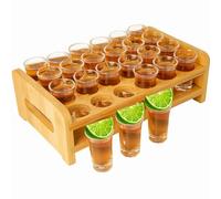 Supwinnet Shot Glass Set 24pcs 0.5 oz - 0.66 oz / 15ml- 20 ml Shot Tray Holder Clear Glass Cups for Party, Club, Bar, Spirit Tasting