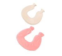 SUPYINI 1L Hot Water Bottle, U Shaped Hot Water Bag with Soft Fluffy Cover for Neck Shoulder Pain Relief (Pink)