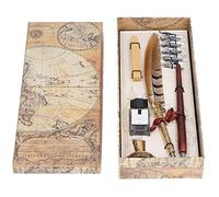 SUPYINI Calligraphy Dip Pen Set with Feather, 10 Replaceable Nibs 1-5mm