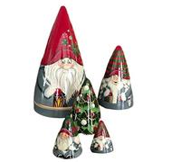 SUPYINI Christmas Gnome Collection - Pack of 5 Matryoshka Stacking Dolls, Russian Nesting Dolls, Ornaments and Decorations, Ideal Waldorf Toys for the Christmas Season (300g with (300g with brush)
