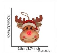 SUPYINI Creative Luminous Wooden Christmas Pendant Decoration, 3PCS Elk Santa Claus Lighted Tree Ornament for Home, Window (Assorted Color)