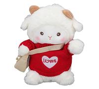 SUPYINI Cute Plush Toy Soft Plush Toy Adorable Pink Sheep Stuffed Animal with Red Sweater Small Bag for Kids Girls Boys Toddlers Gifts (Red)