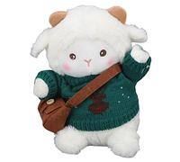SUPYINI Cute Plush Toy Soft Plush Toy Adorable Pink Sheep Stuffed Animal with Red Sweater Small Bag for Kids Girls Boys Toddlers Gifts (Green)