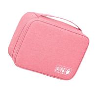 SUPYINI Data Cable Storage Bag, Classified Placement, Partition Storage, Oxford Cloth Storage Bag for Cables Chargers Hard Drive, Helper for Home or Travel (Rose Red)