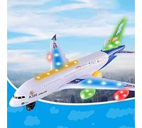 SUPYINI Electric Airplane Toy Aircraft A380, Touching Music + Light, New Universal Wheel Design, ABS Material, for Children, with Sound and Light Children's Toys (Model aircraft)