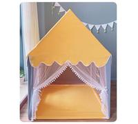 SUPYINI Exquisite Children Play Tent Toy with Large Window Lace Curtains, Kids to Create a Kingdom in Any Corner of Your Home, Material for Safety (Yellow)