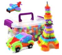 SUPYINI Fluffy Balls, DIY Thorn Balls Building Block Toy with Bright Colors and Shapes, for Over 3 Years Old (400 capsules)